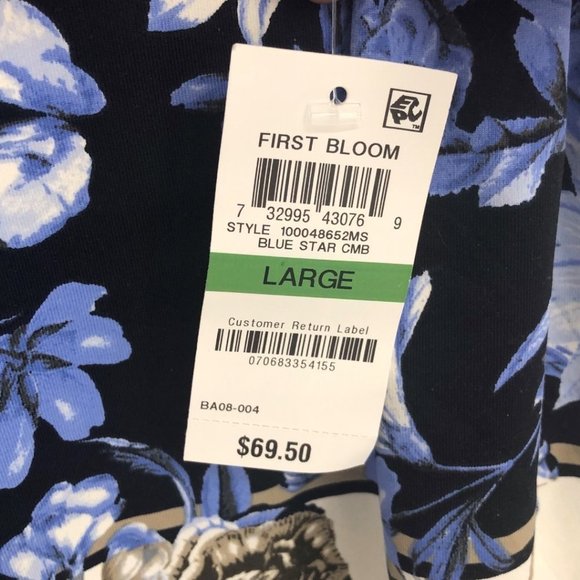 Charter Club Floral Print Elbow Length Sleeve Top NWT Size L - Picture 10 of 13